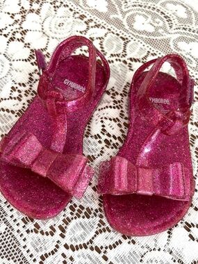 Gymboree Jelly Sandals Pink Glitter Girls Toddler 5/6 Sparkle Spring Summer Shoe